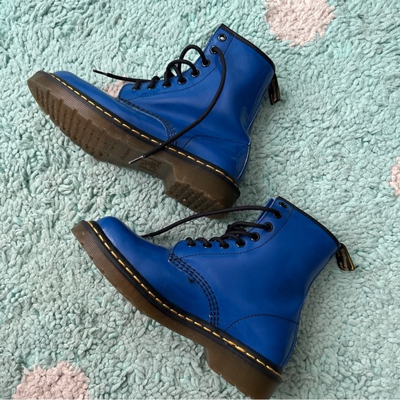 Dr. Marten 1460 Boot Women UK 4 EU 37 Patent Leather Royal Blue Lace Up - Picture 3 of 9